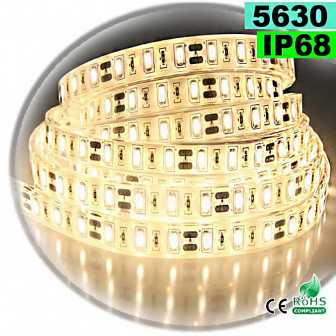 Strip LED blanc chaud SMD 5630 IP68 60 LED / m 5m
