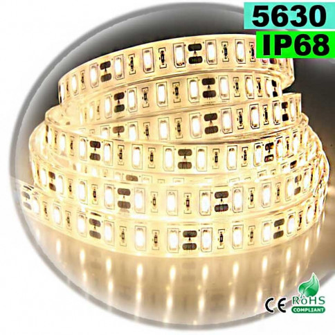 Strip Led blanc chaud SMD 5630 IP68 60 led / m 5m