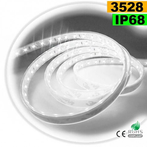  Strip Led blanc SMD 3528 IP68 120leds/m 5m 