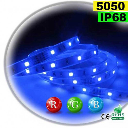 Strip Led RGB SMD 5050 IP68 30leds/m rouleau de 5 mètres 