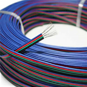 0.3mm² four-colour RGB flat electric cable, 1m long