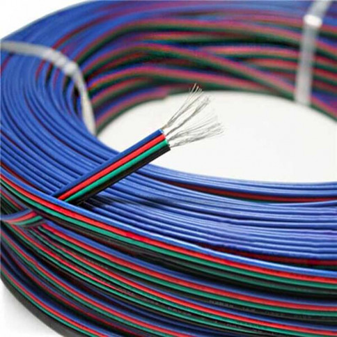 Cable électrique plat RGB quatres couleurs de 0.3mm² longueur de 1m 