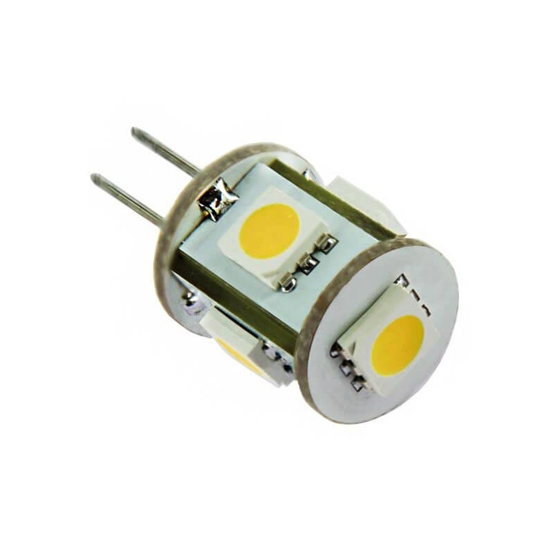 Ampoule 360° 5 leds type 5050 SMD culot G4 12 volts