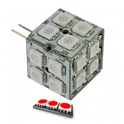 Ampoule cube 20 LED rouge type 5050 SMD   8 à 24 volts culot G4