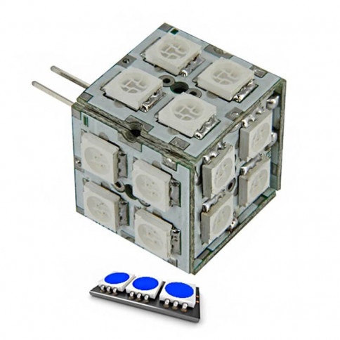 Ampoule cube 20 LED SMD couleur bleu  8 à 24 volts G4