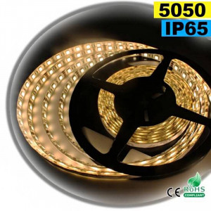 Strip Led blanc chaud leger SMD 5050 IP65 60leds/m sur mesure
