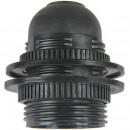  Black plastic socket with double clamping rings for E27 base bulb