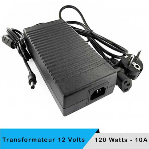 Transformateur 12 volts - 120 watts sur prise boitier noir