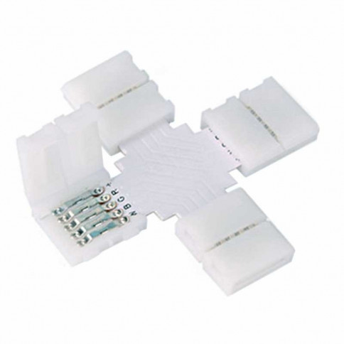 Boitier Clips-connect en croix pour Strip LED 12mm - Circuit board à 5 pistes entraxe 1,8mm