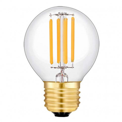 Spherical bulb with four LED filaments, E27 base, 4 watt wattage