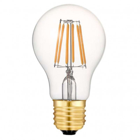Ampoule LED sphérique 6 watts Ø A60 culot E27 - six filaments LED -  verre transparent 