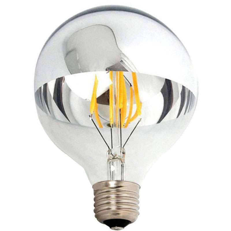 Ampoule LED Globe filament LED demi chrome supérieur G125 8W E27