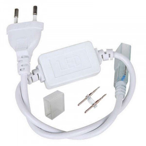 Power supply cable for 230-volt LED strip with plugs and connector pins