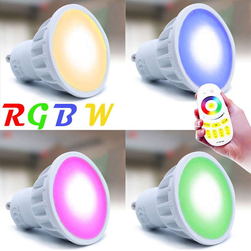 Ampoule LED RGB W GU10 de 4 watts 6 LED 5730 + 6 LED de couleur RGB
