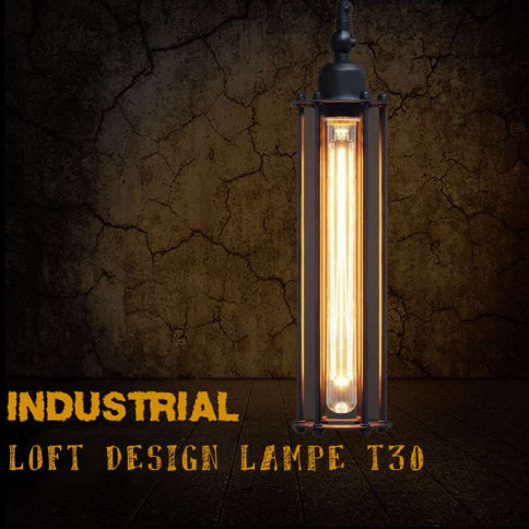 Luminaire suspendu pour lampe T30 vintage à filament