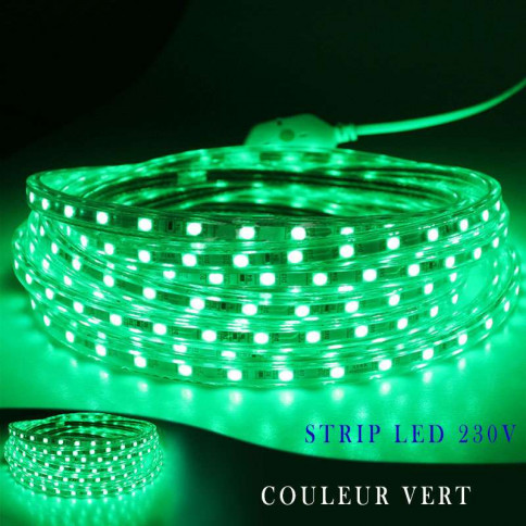 Strip LED 230 volts couleur d'éclairage vert - vendu au mètre linéaire