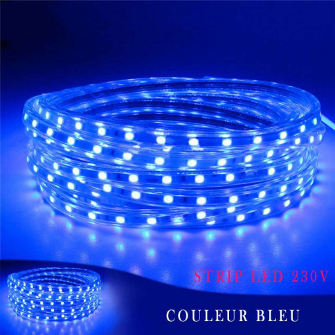 Strip LED 230 volts couleur d'éclairage bleu - vendu au mètre linéaire