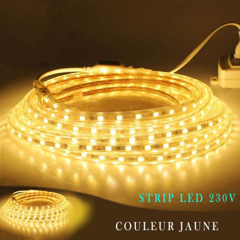 Strip LED 230 volts couleur d'éclairage jaune - vendu au mètre linéaire