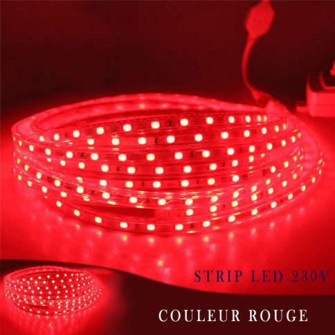 Strip LED 230 volts rouge en rouleau de 25, 50 ou 100 mètres 