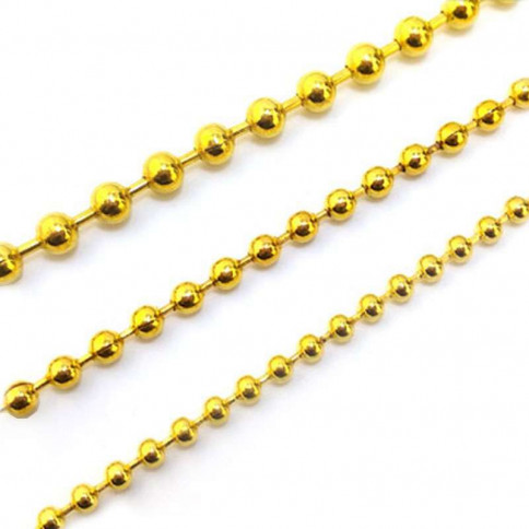 Chaine maille boule métal doré en diamètre 3.2mm - vendu au mètre linéaire