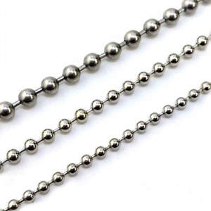 6mm diameter silver-coloured metal ball chain - sold by the linear metre