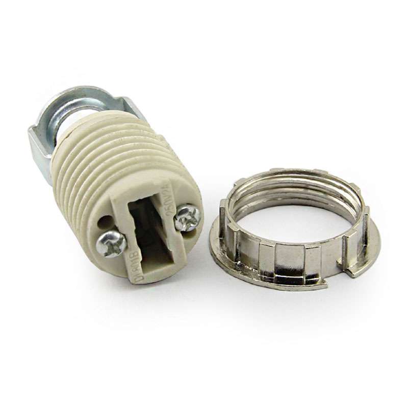 Douille de lampe G9 en porcelaine sur support M10 avec bague filetée