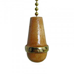 Pine and brass pendant for pull switch mounted on ball chain or cord