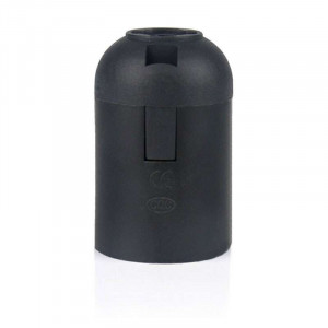 Douille à culot E27 en plastique lisse noir pour ampoule