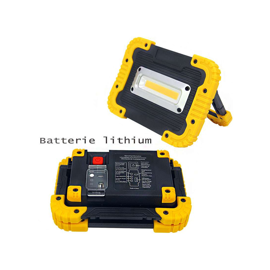 Projecteur LED sur batterie lithium - LED COB de 10 watts