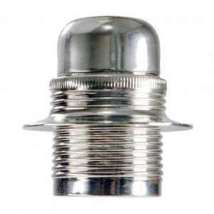  E27 screw lampholder in steel with grey chrome finish
