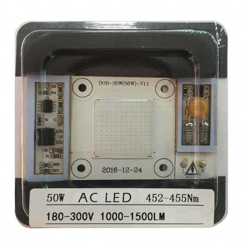 LED horticole AC LED COB  de 50 watts bleu royale 452 nm ~ 455 nm à alimentation 230 volts