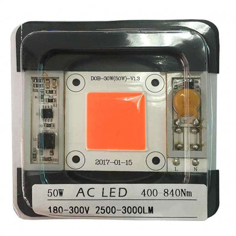 LED horticole AC LED COB  de 50 watts full spectre 400 nm à 840 nm à alimentation 230 volts