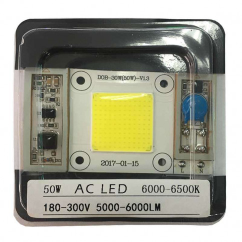  AC LED COB blanc 6000 kelvin de 50 watts à alimentation transistorisé 
