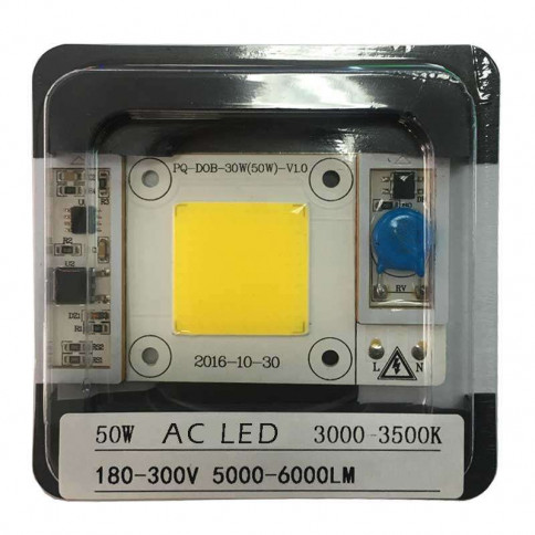  AC LED COB blanc chaud 3000 kelvin de 50 watts à alimentation transistorisé 