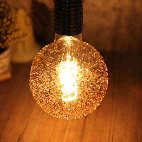 Ampoule LED sphérique  Globe filament LED Twisted avec verre perlée G125 - 5 watts culot E27