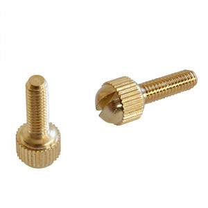 M4 brass screw with knurled domed head, length 14mm