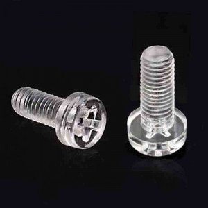 Clear plastic screw M5 with cylindrical head, length 8mm