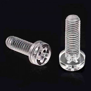 M5 transparent plastic screw with cylindrical head, length 12mm