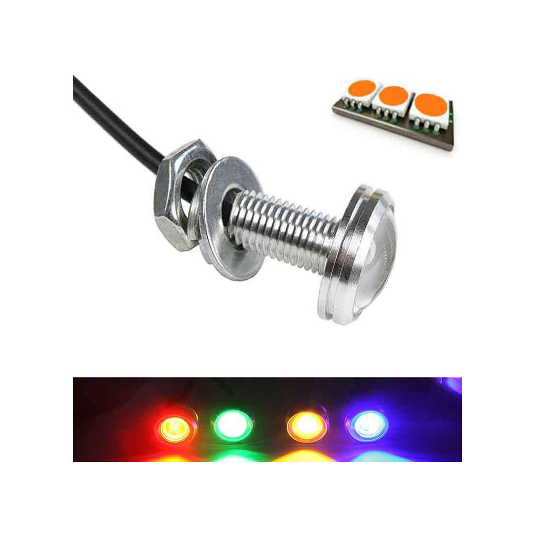 Mini lampe spot LED couleur orange 12 volts 3 watts sur manc