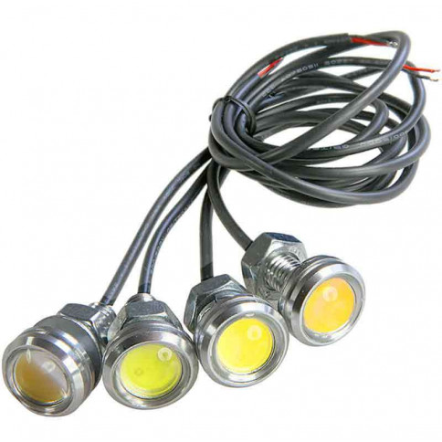 Mini 2 watt 12 volt LED spotlight on M10 threaded sleeve with spherical lens