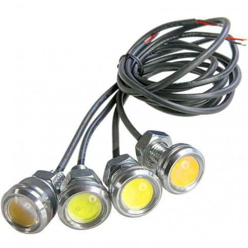 Mini lampe spot LED en 12 volts de 3 watts sur manchon fileté M10 lentille sphèrique de diffusion 100°