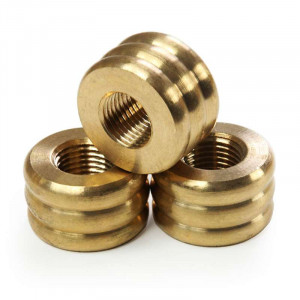 Tapered cylindrical brass sleeve, 3 turns, M10 threaded