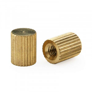 Knurled decorative cylindrical brass cap nut with M4 thread