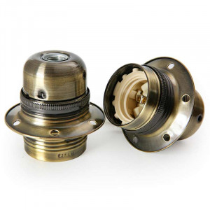E27 screw lampholder in steel with bronze chrome finish