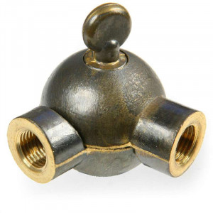 Brass sleeve Barlettani brass ball joint, one joint for M10 threaded tube with 1mm pitch