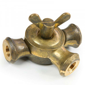 Rotule laiton Insillot, une articulation triple sortie pour tube fileté M10