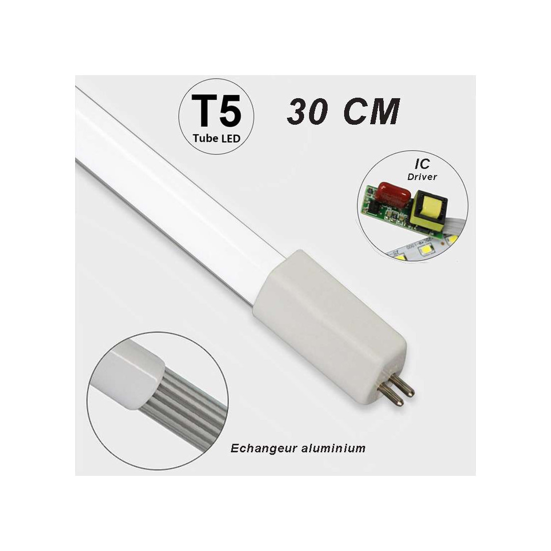 Mini tube LED T5 22 LED SMD 2835 longueur 300 mm 5 watts