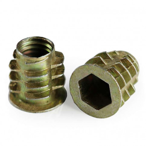 M8 x 15mm insert fileté bois, insert bois M8, Écrou hexagonal