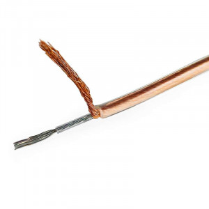 0.3mm² transparent Teflon gold-coloured coaxial electric cable, 1m long