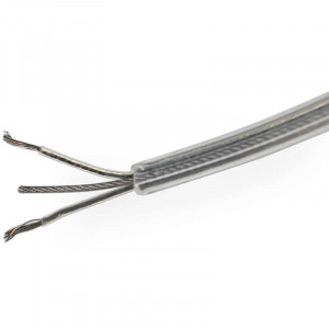 2x0.5mm electrical cable on transparent Teflon with stainless steel support cable